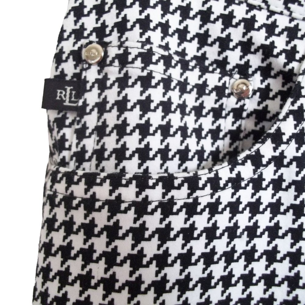 LAUREN Ralph Lauren Capris Cropped Pant Black White Houndstooth Cotton Stretch 4 - Picture 3 of 6